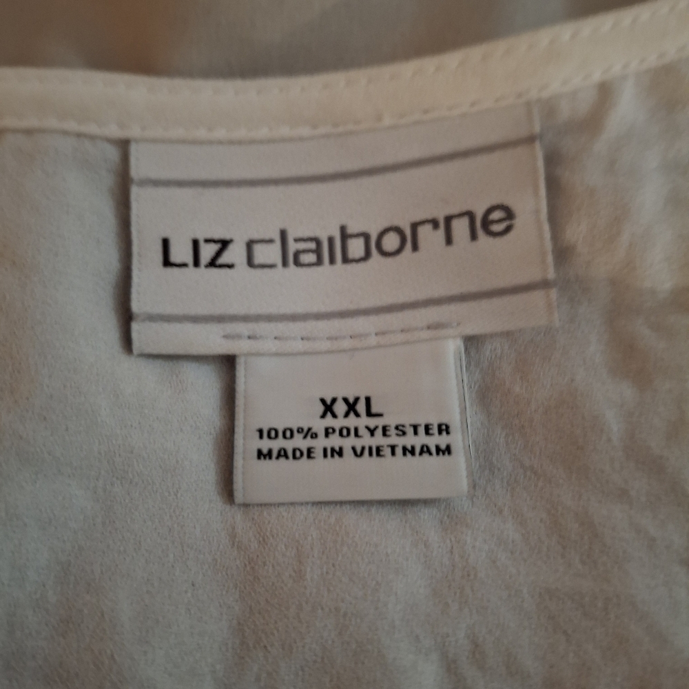 Liz Claiborne White Sheer Floral Women's Top - Picture 6 of 7